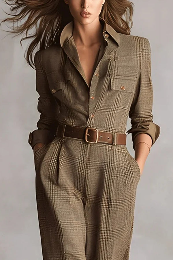 Ava Women's Jumpsuit | Tailored Fit with Check Pattern 2