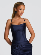 Ava Women's Maxi Dress | Elegant Deep Navy, Softly Gathered Bodice 2
