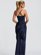 Ava Women's Maxi Dress | Elegant Deep Navy, Softly Gathered Bodice 4
