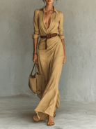 Ava Women's Maxi Dress | Elegant Design with Adjustable Belt 0