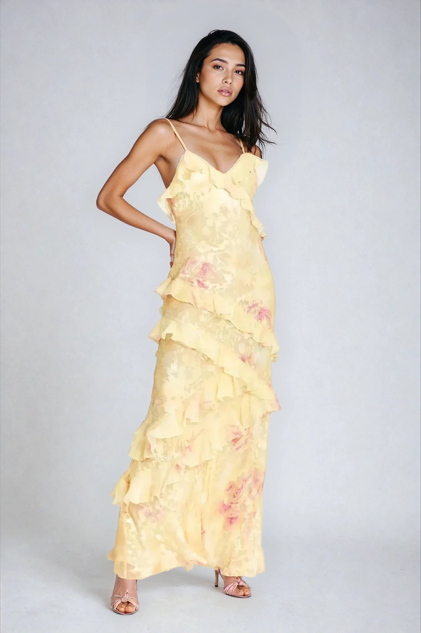 Ava Women's Maxi Dress | Floral Print with Ruffles, Lightweight Summer Fashion 1
