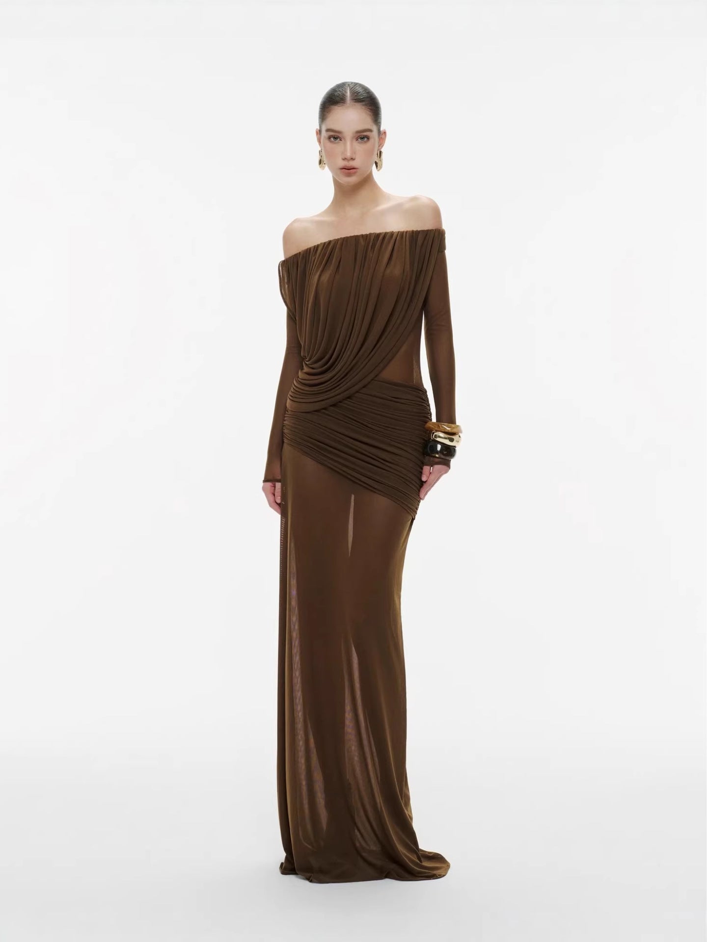 Ava Women's Maxi Dress | Soft Tulle, Elegant Bardot Design 0