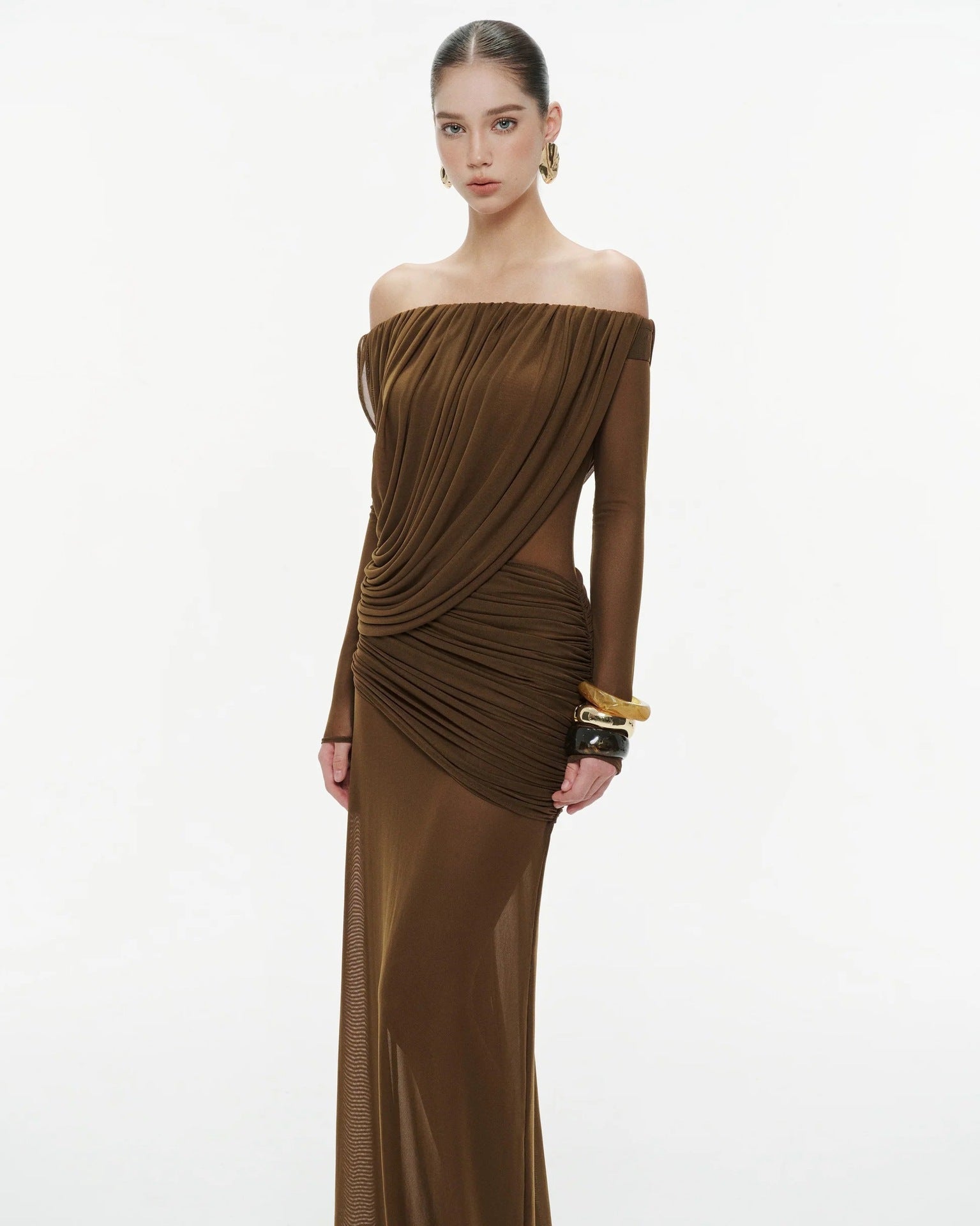 Ava Women's Maxi Dress | Soft Tulle, Elegant Bardot Design 2