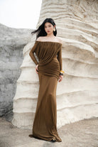 Ava Women's Maxi Dress | Soft Tulle, Elegant Bardot Design 4