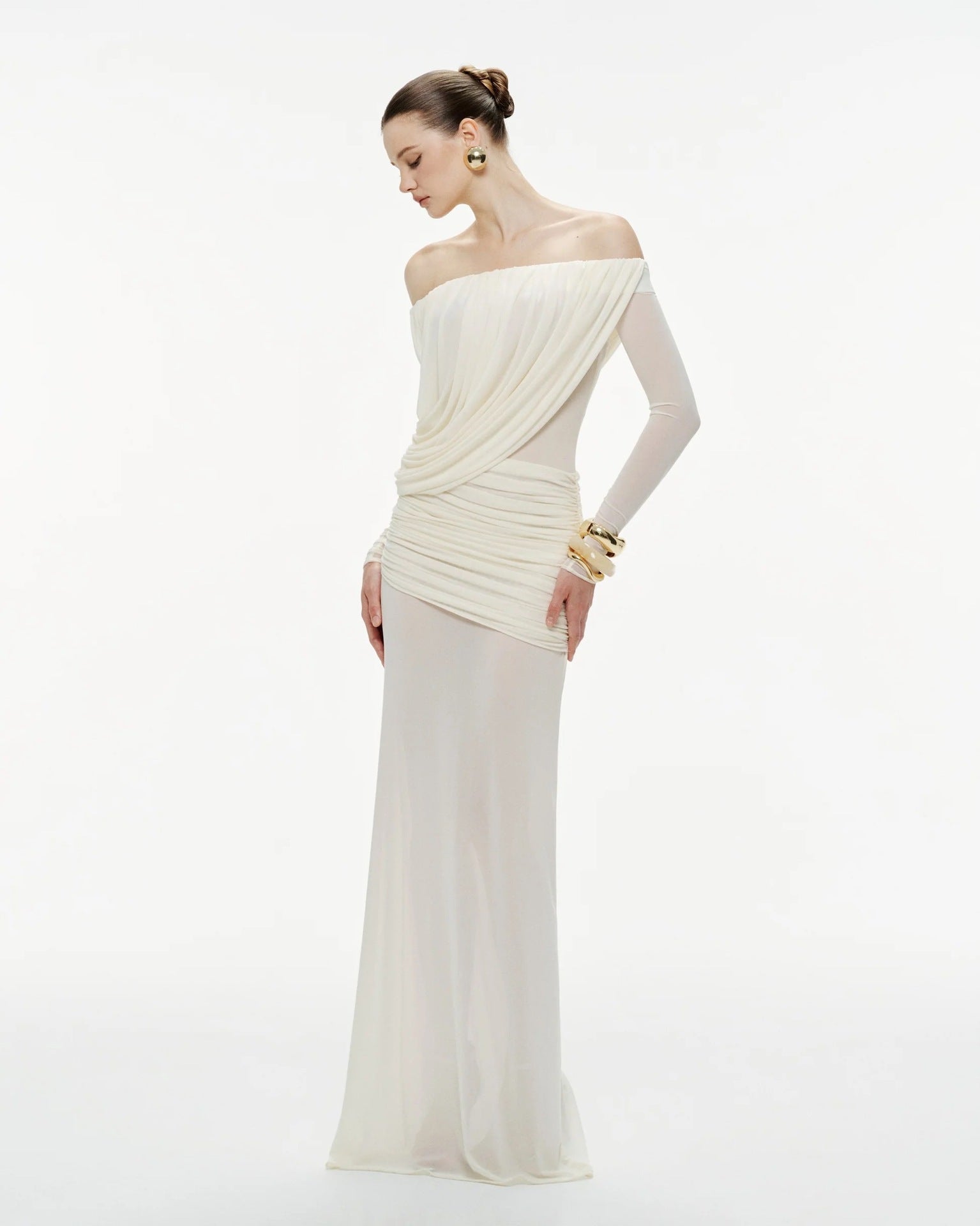 Ava Women's Maxi Dress | Soft Tulle, Elegant Bardot Design 6