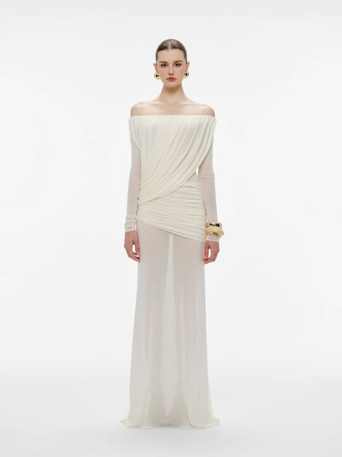 Ava Women's Maxi Dress | Soft Tulle, Elegant Bardot Design 7