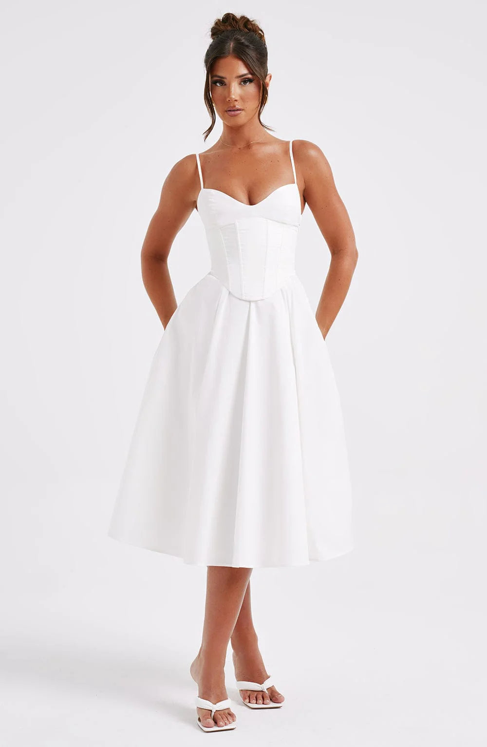 Ava Women's Midi Dress | Asymmetric Neckline, Side Split 11