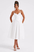 Ava Women's Midi Dress | Asymmetric Neckline, Side Split 11
