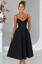 Ava Women's Midi Dress | Asymmetric Neckline, Side Split 5
