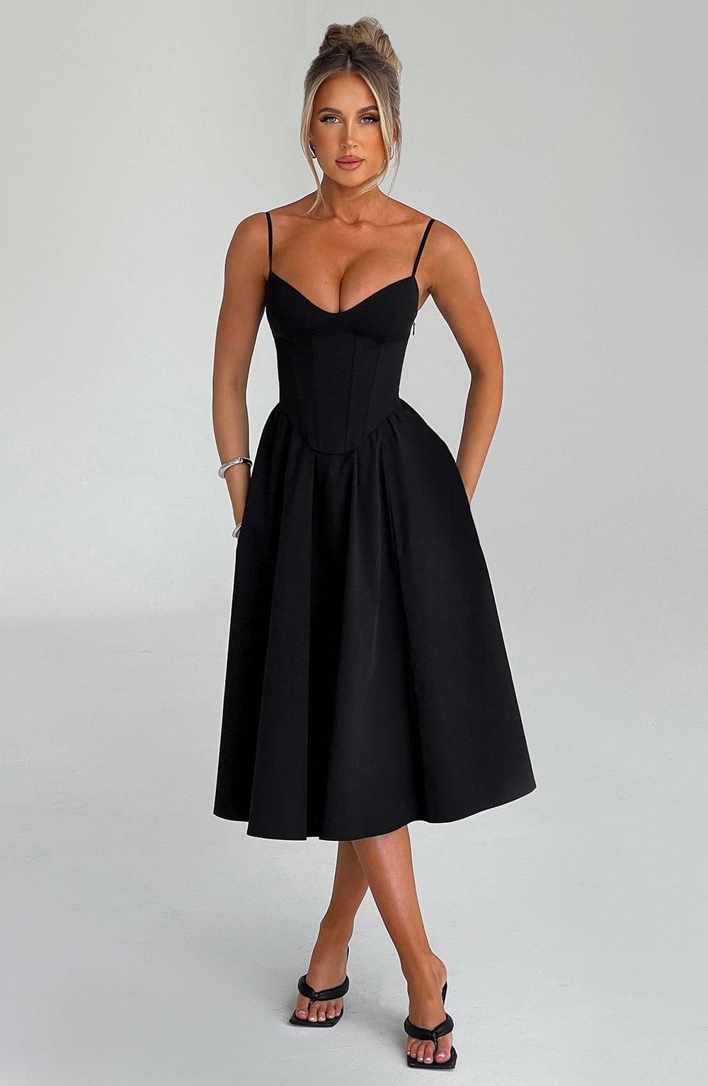 Ava Women's Midi Dress | Asymmetric Neckline, Side Split 6