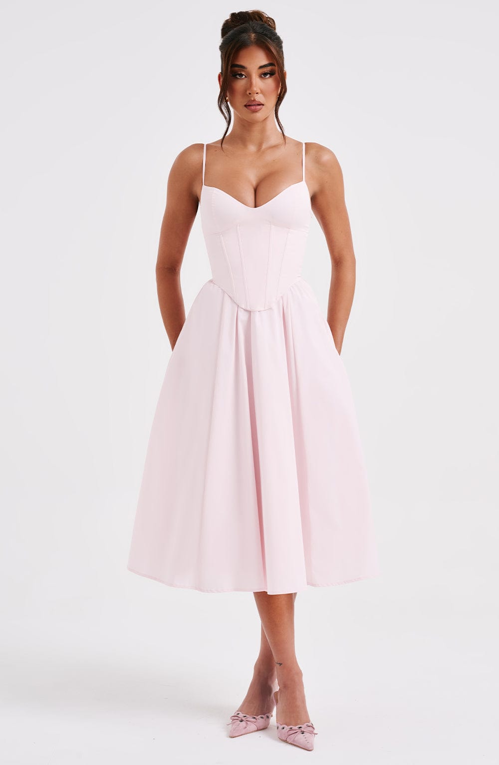 Ava Women's Midi Dress | Asymmetric Neckline, Side Split 7