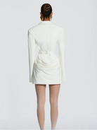 Ava Women's Mini Blazer Dress | Structured Crepe, Elegant White and Black Option 2