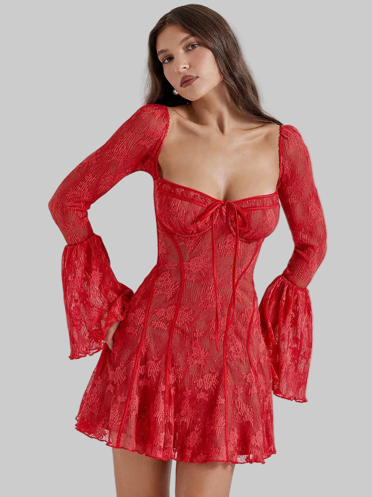 Ayla Women's Mini Dress | Sheer Lace, Romantic Cocktail Elegance 1