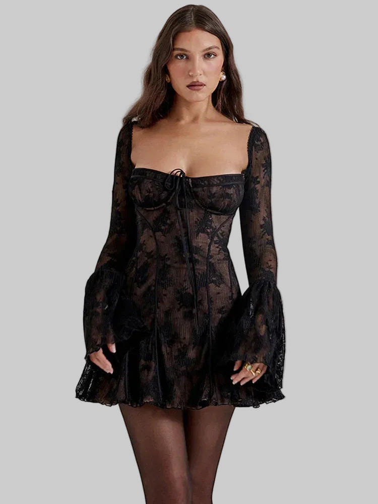 Ayla Women's Mini Dress | Sheer Lace, Romantic Cocktail Elegance 3