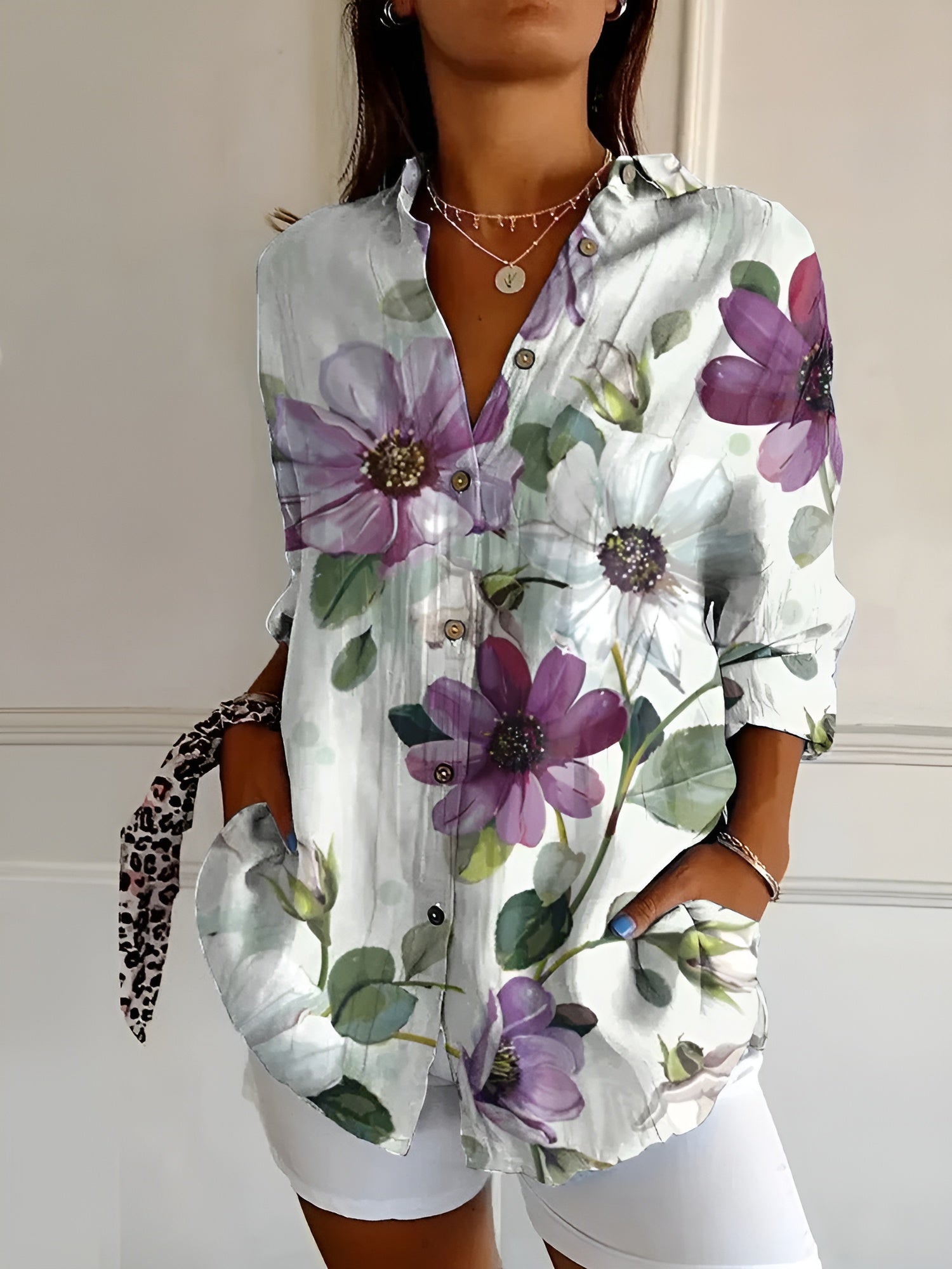Bella Women's Blouse | Breathable Cotton, Long Sleeve Elegant Top 8