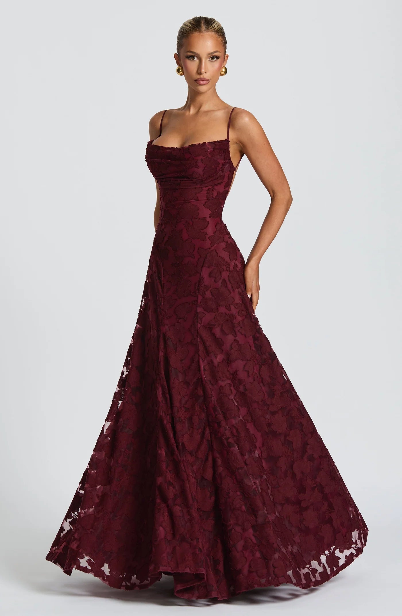 Bella Women's Evening Gown | Floral Motif, Elegant Design 0