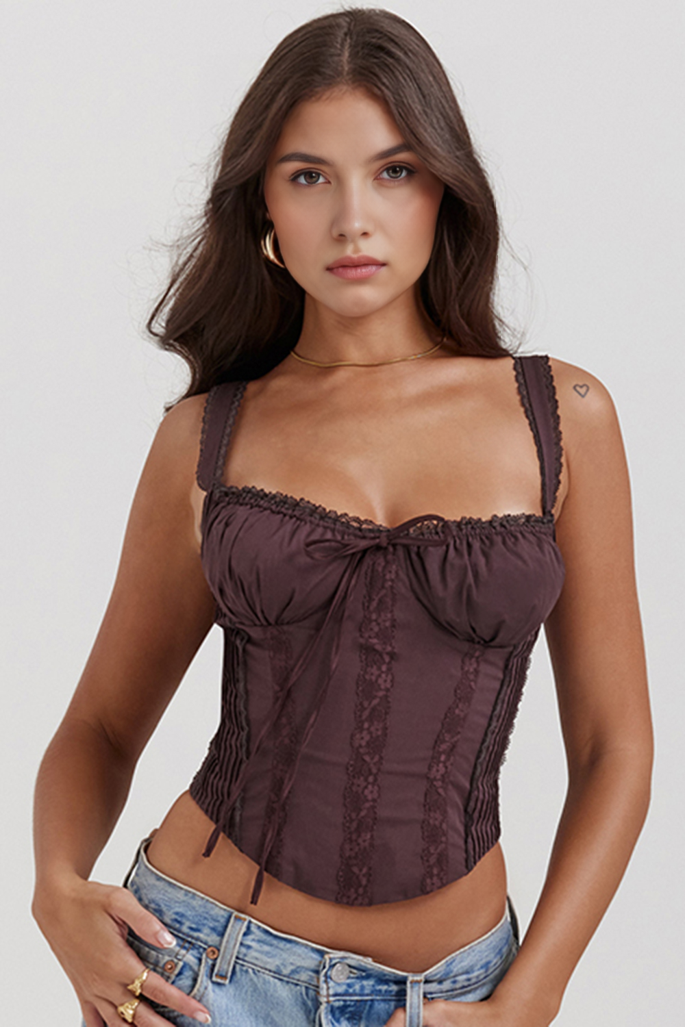 Bella Women's Lace-Up Waist Corset | Cotton Blend with Delicate Lace Trim 0