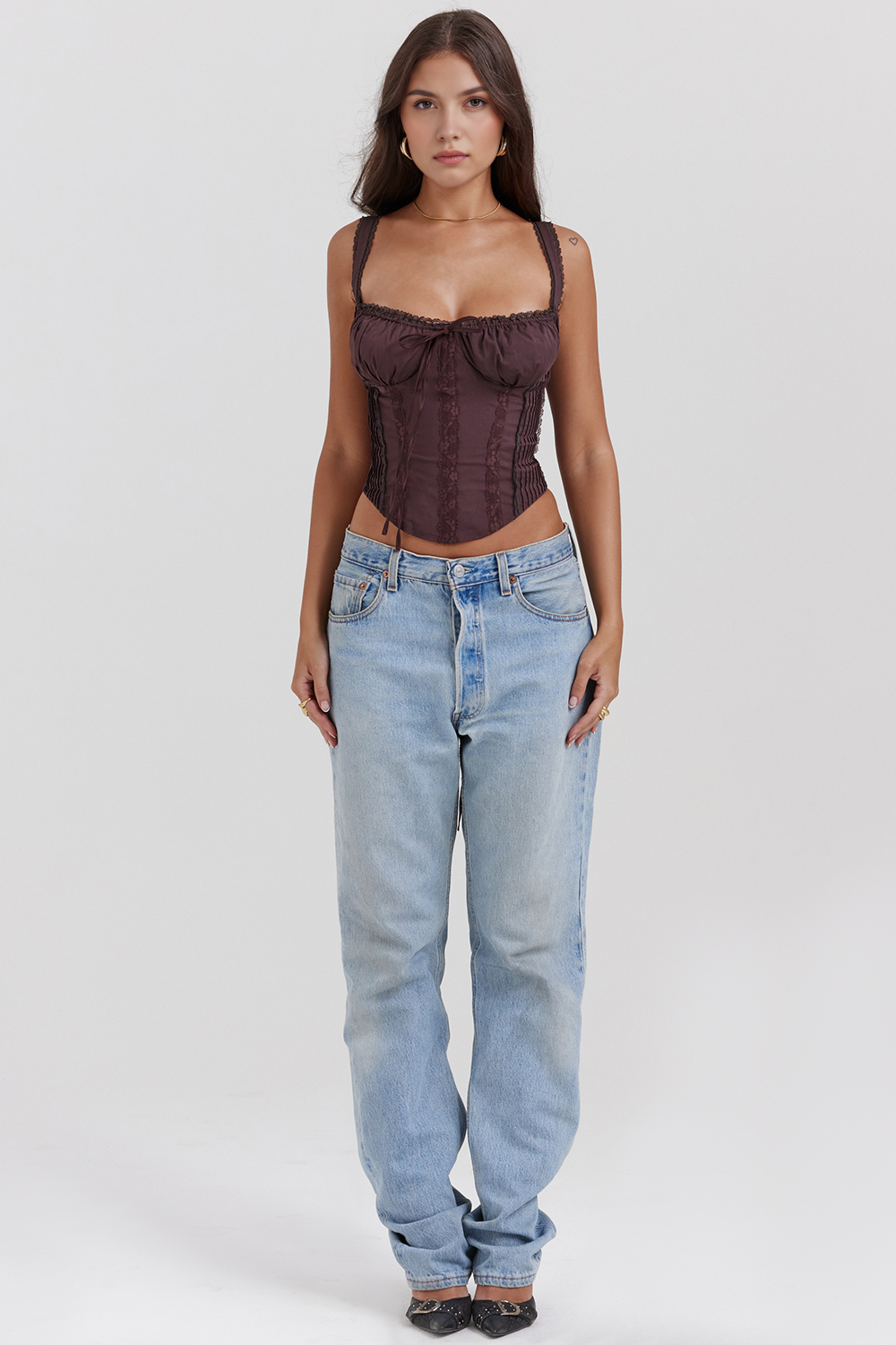 Bella Women's Lace-Up Waist Corset | Cotton Blend with Delicate Lace Trim 4