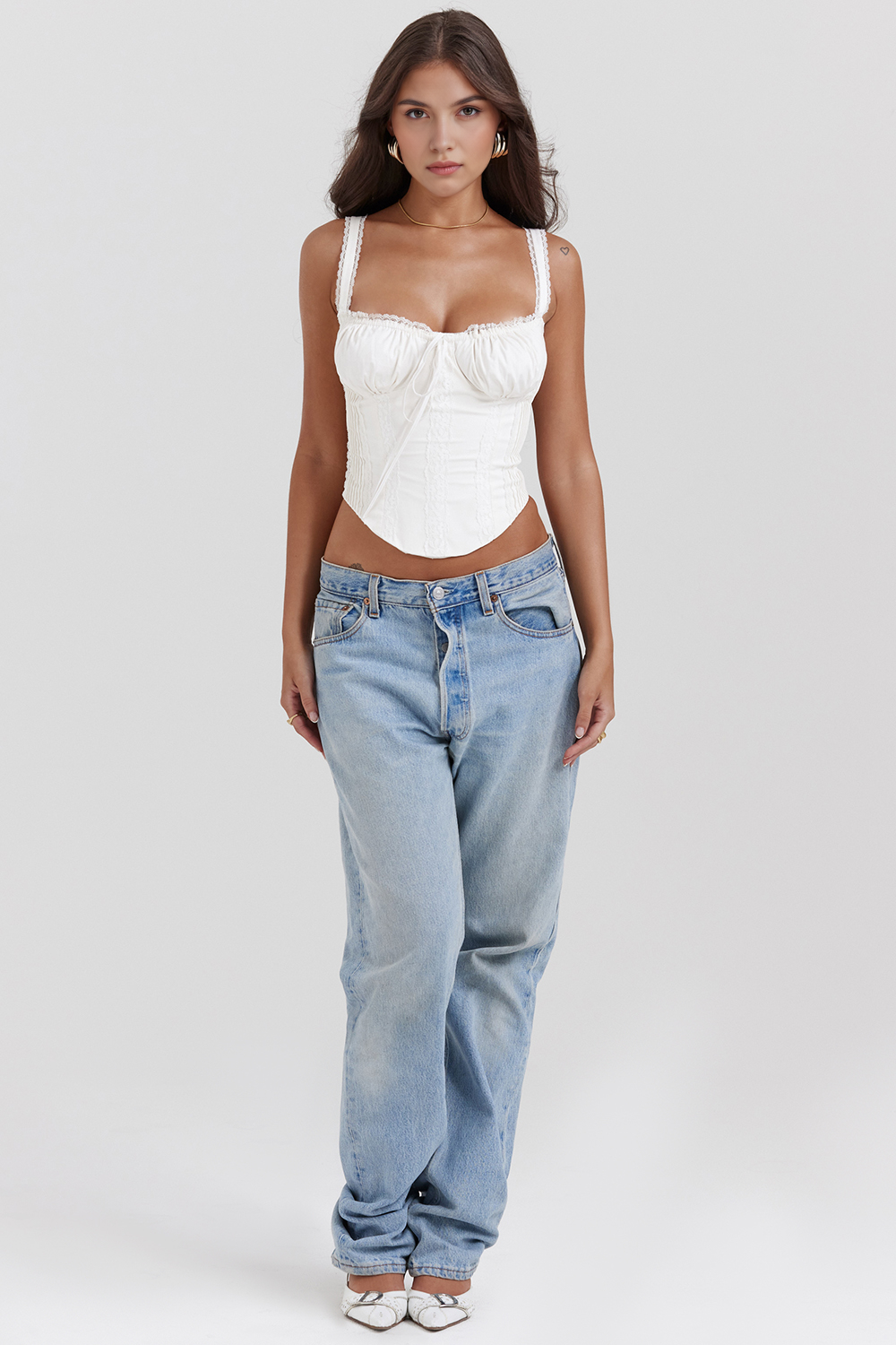 Bella Women's Lace-Up Waist Corset | Cotton Blend with Delicate Lace Trim 8