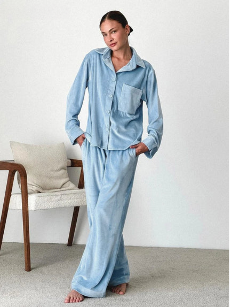 Bella Women's Pajama Set | Soft Fabric, Button-Up Shirt & Trousers 0