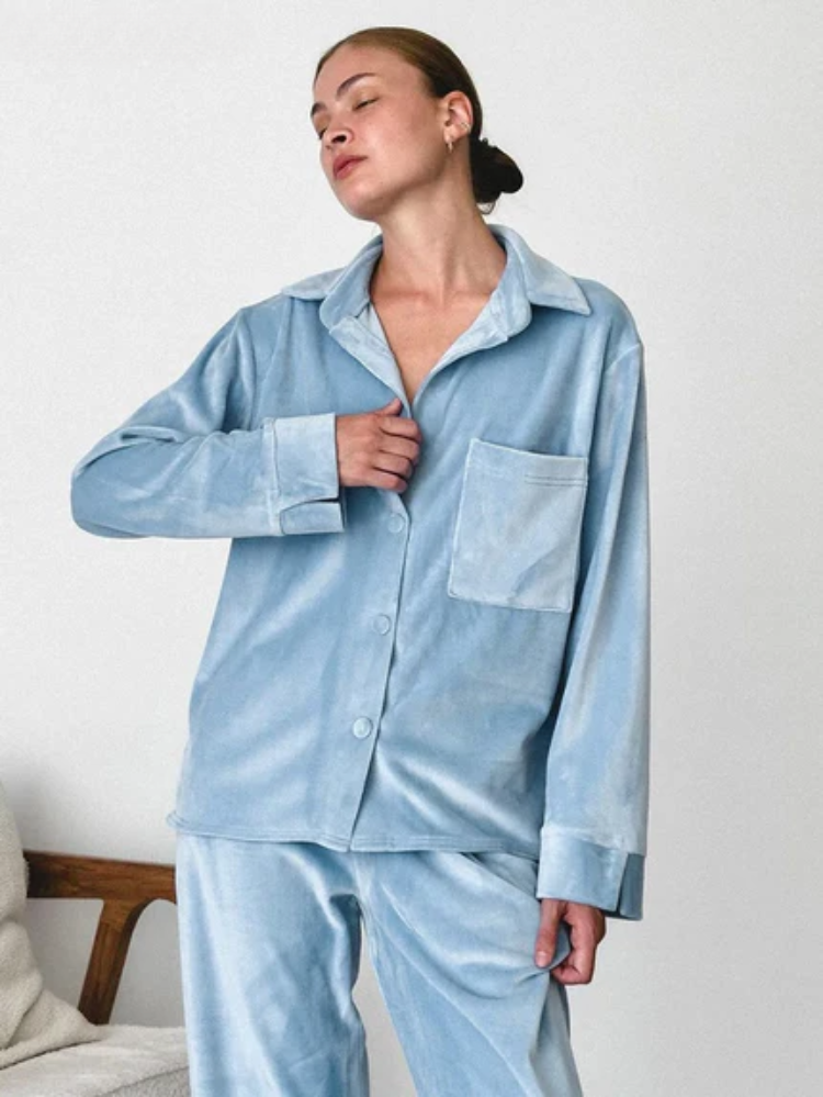 Bella Women's Pajama Set | Soft Fabric, Button-Up Shirt & Trousers 1
