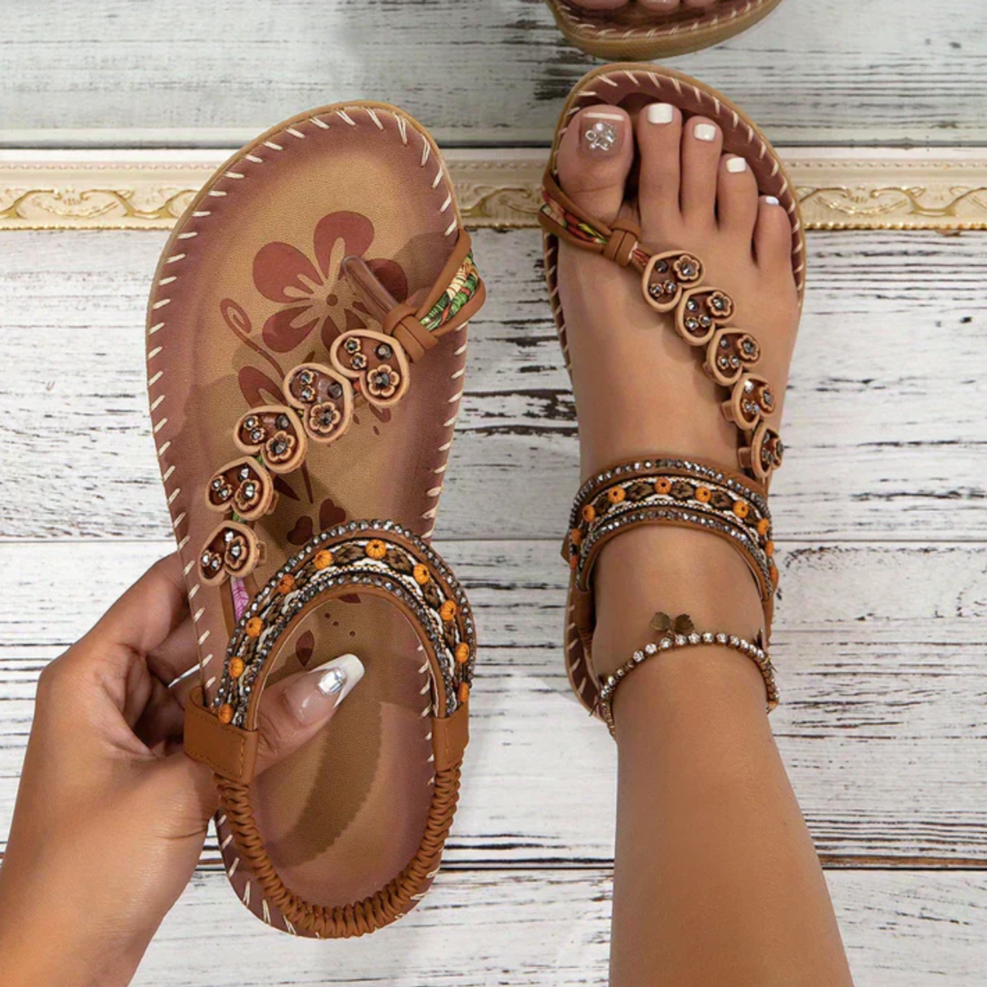 Bella Women's Sandals | Bohemian T-Strap with Arch Support 0