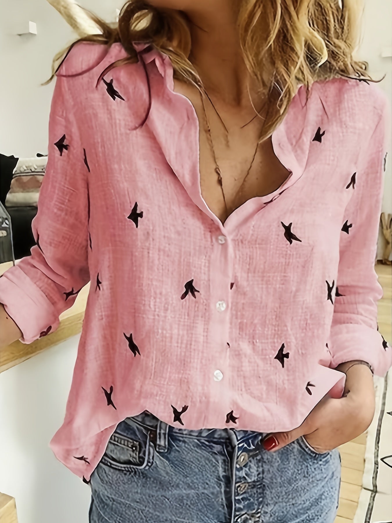 Bella Women's Shirt | Printed Polyester Blend, Long Sleeve 2