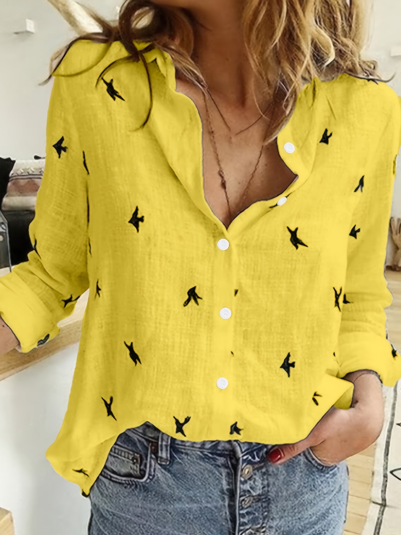 Bella Women's Shirt | Printed Polyester Blend, Long Sleeve 3