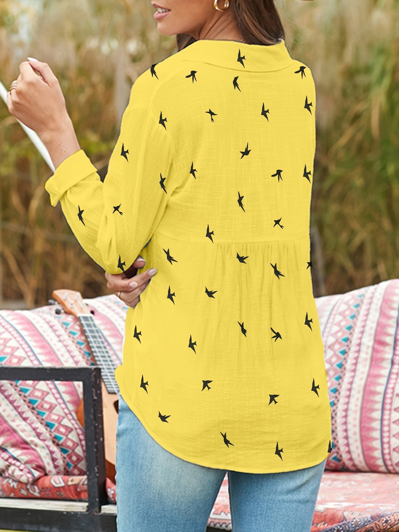 Bella Women's Shirt | Printed Polyester Blend, Long Sleeve 7