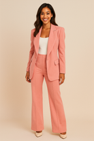 Bella Women's Suit | Structured Blazer and Wide-Leg Trousers, Textured Fabric 1