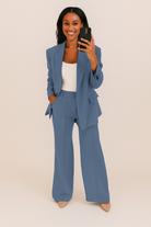 Bella Women's Suit | Structured Blazer and Wide-Leg Trousers, Textured Fabric 6