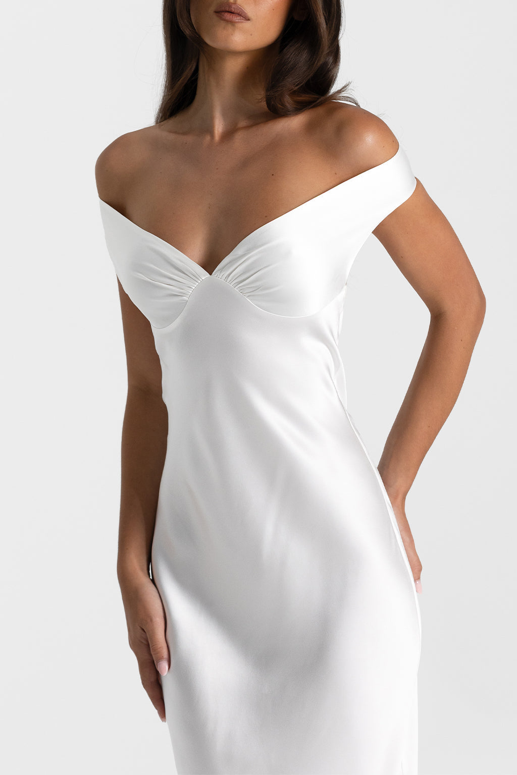 Bridget Women's Evening Gown | Silk Off-Shoulder Elegance 1
