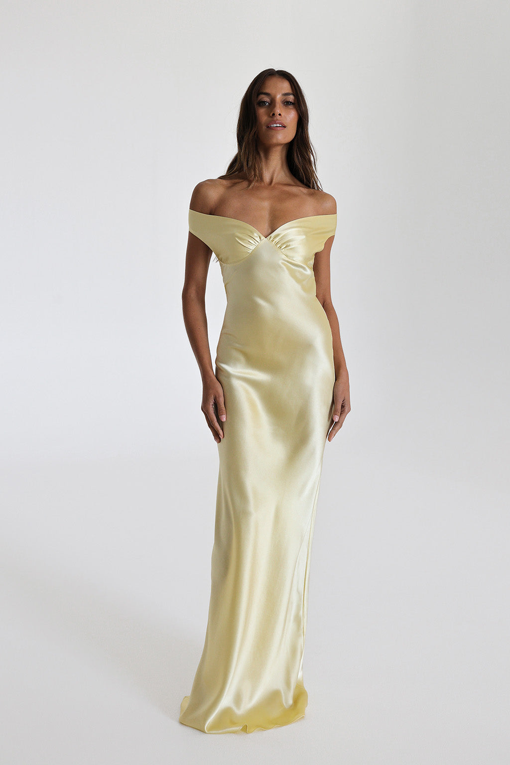 Bridget Women's Evening Gown | Silk Off-Shoulder Elegance 4