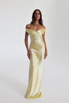 Bridget Women's Evening Gown | Silk Off-Shoulder Elegance 4