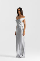 Bridget Women's Evening Gown | Silk Off-Shoulder Elegance 5