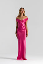 Bridget Women's Evening Gown | Silk Off-Shoulder Elegance 8