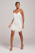 Brielle Women's Cocktail Dress | Feather Fringe Detail, Flattering Fit 1