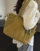 Cali Women's Black Canvas Tote Bag | Spacious Ribbed Design, Practical Compartments 1