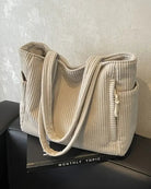 Cali Women's Black Canvas Tote Bag | Spacious Ribbed Design, Practical Compartments 2