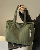 Cali Women's Black Canvas Tote Bag | Spacious Ribbed Design, Practical Compartments 5