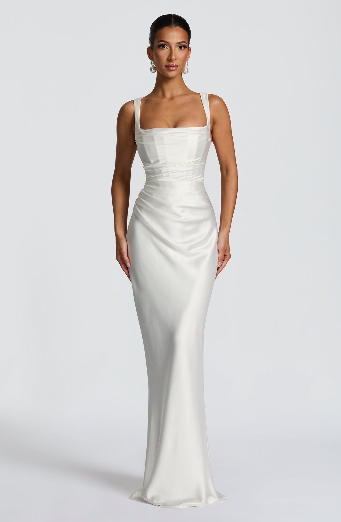 Cali Women's Maxi Dress | Satin Square Neck, Adjustable Fit 10