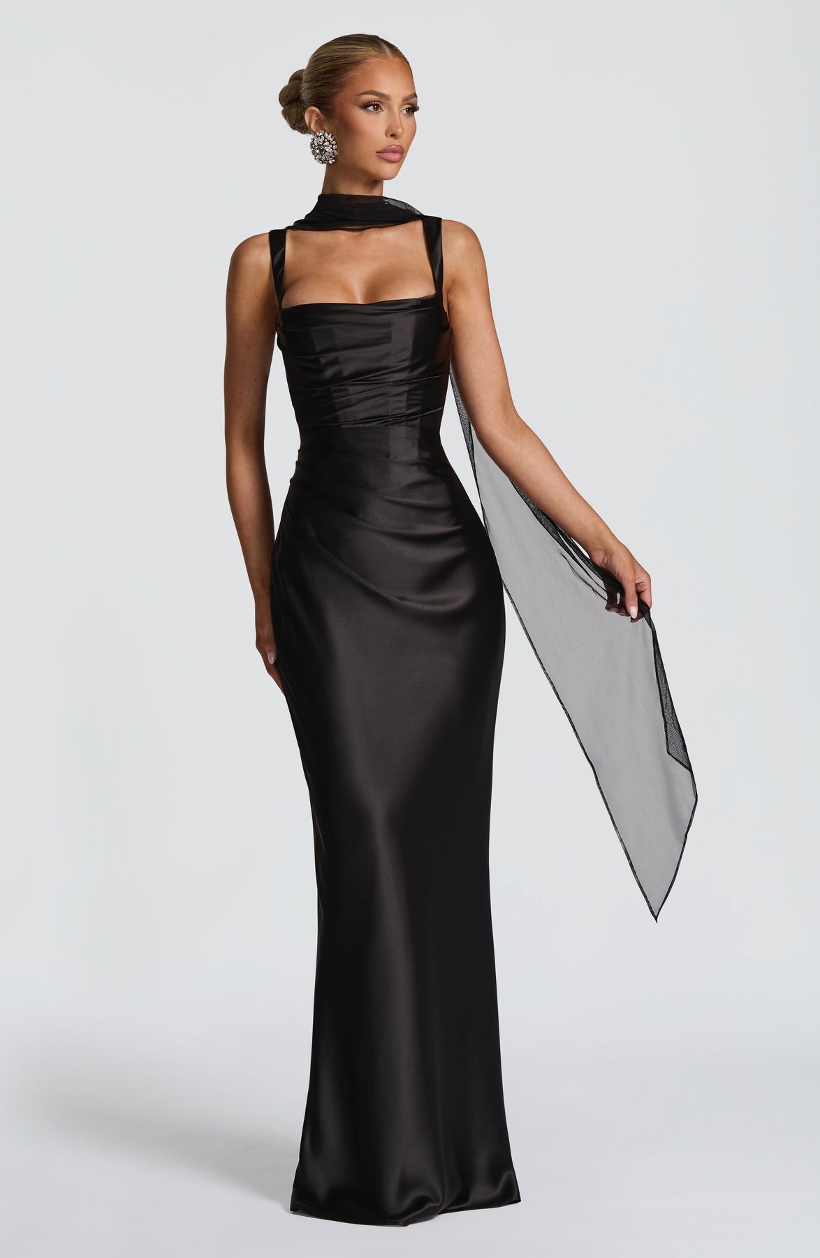Cali Women's Maxi Dress | Satin Square Neck, Adjustable Fit 13