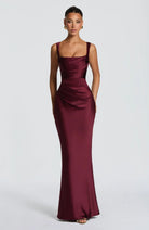 Cali Women's Maxi Dress | Satin Square Neck, Adjustable Fit 14