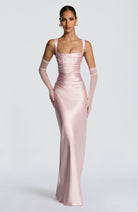 Cali Women's Maxi Dress | Satin Square Neck, Adjustable Fit 4