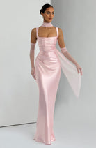 Cali Women's Maxi Dress | Satin Square Neck, Adjustable Fit 6