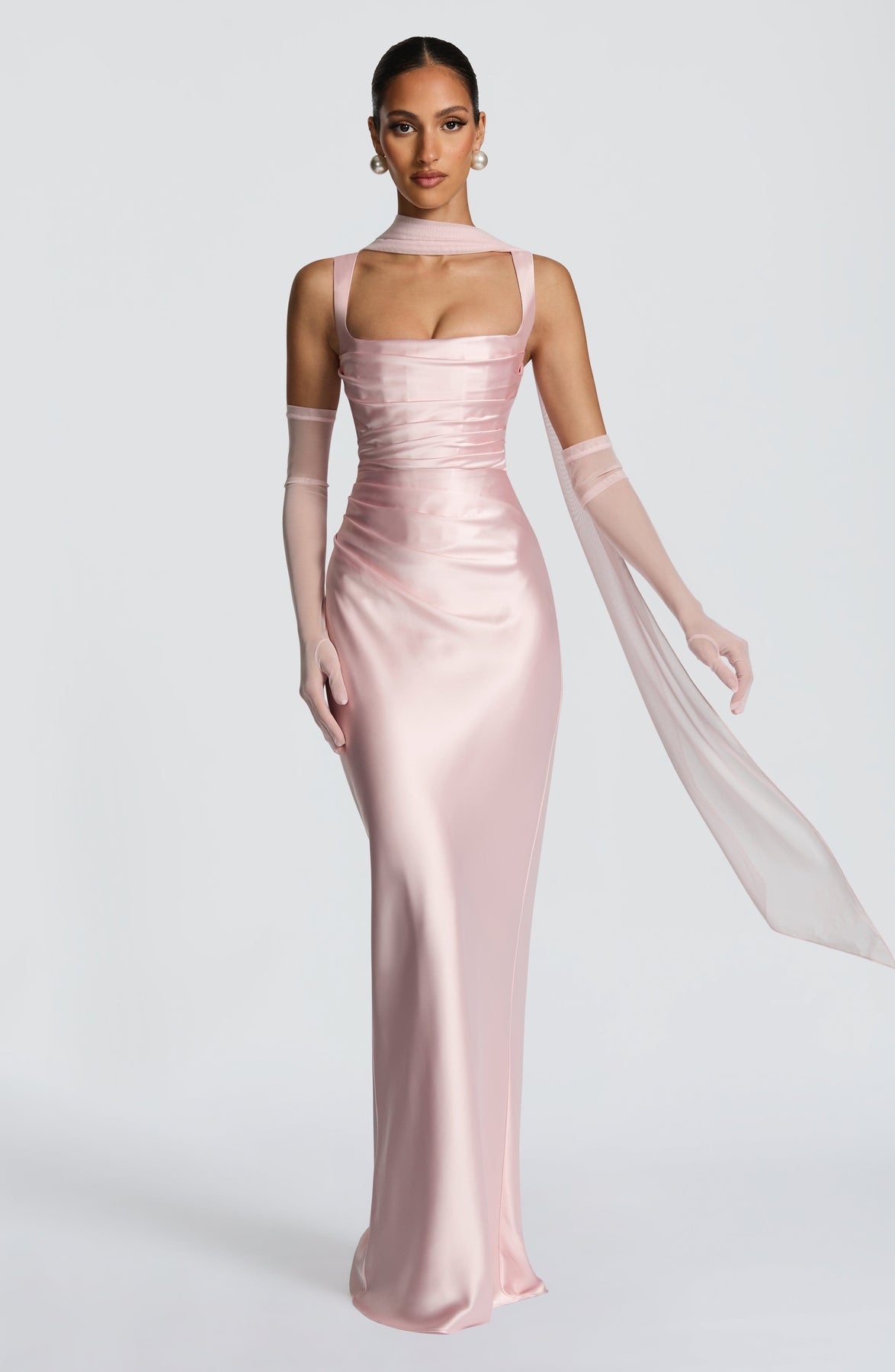Cali Women's Maxi Dress | Satin Square Neck, Adjustable Fit 8