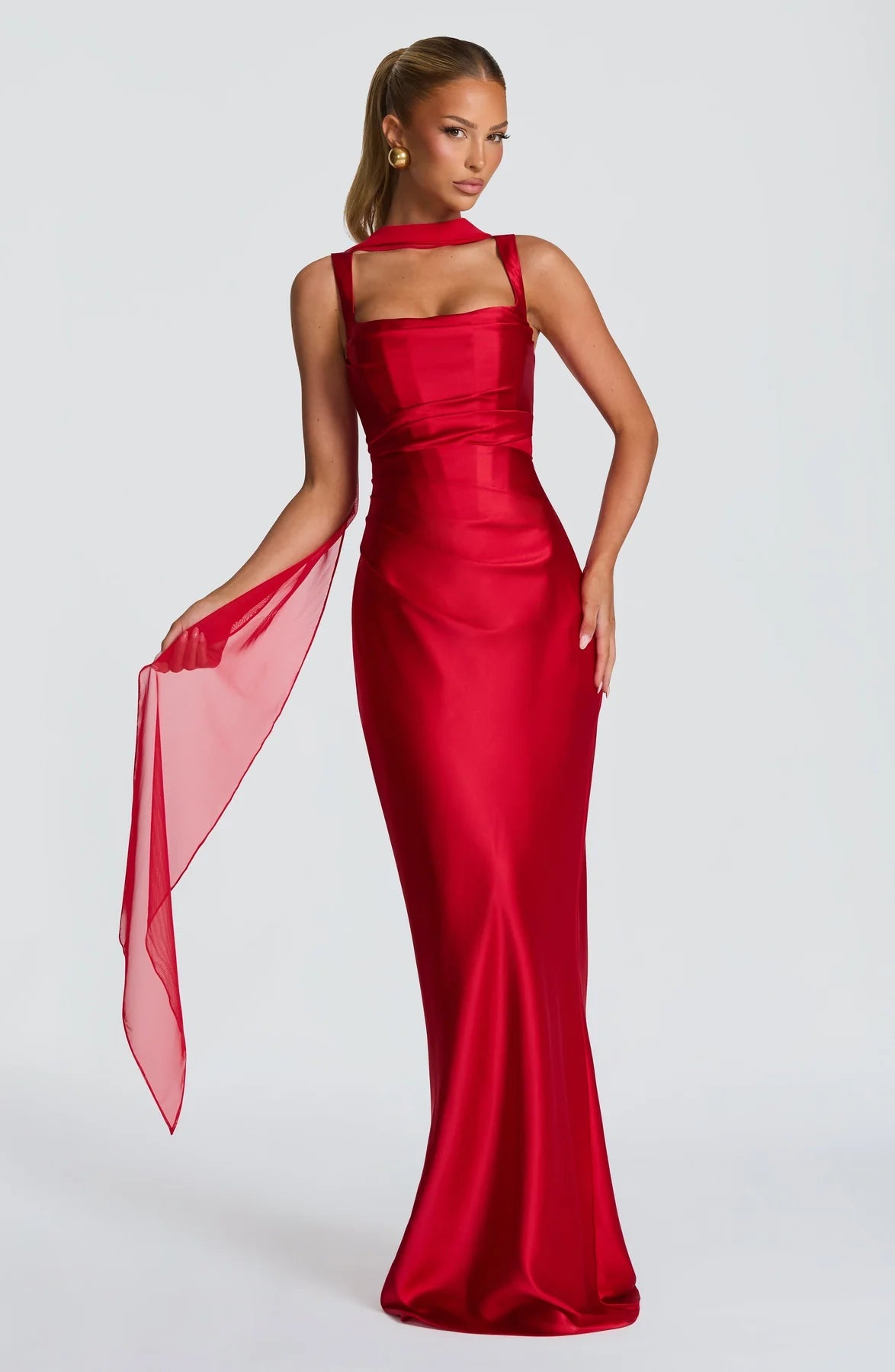 Cali Women's Maxi Dress | Satin Square Neck, Adjustable Fit 9