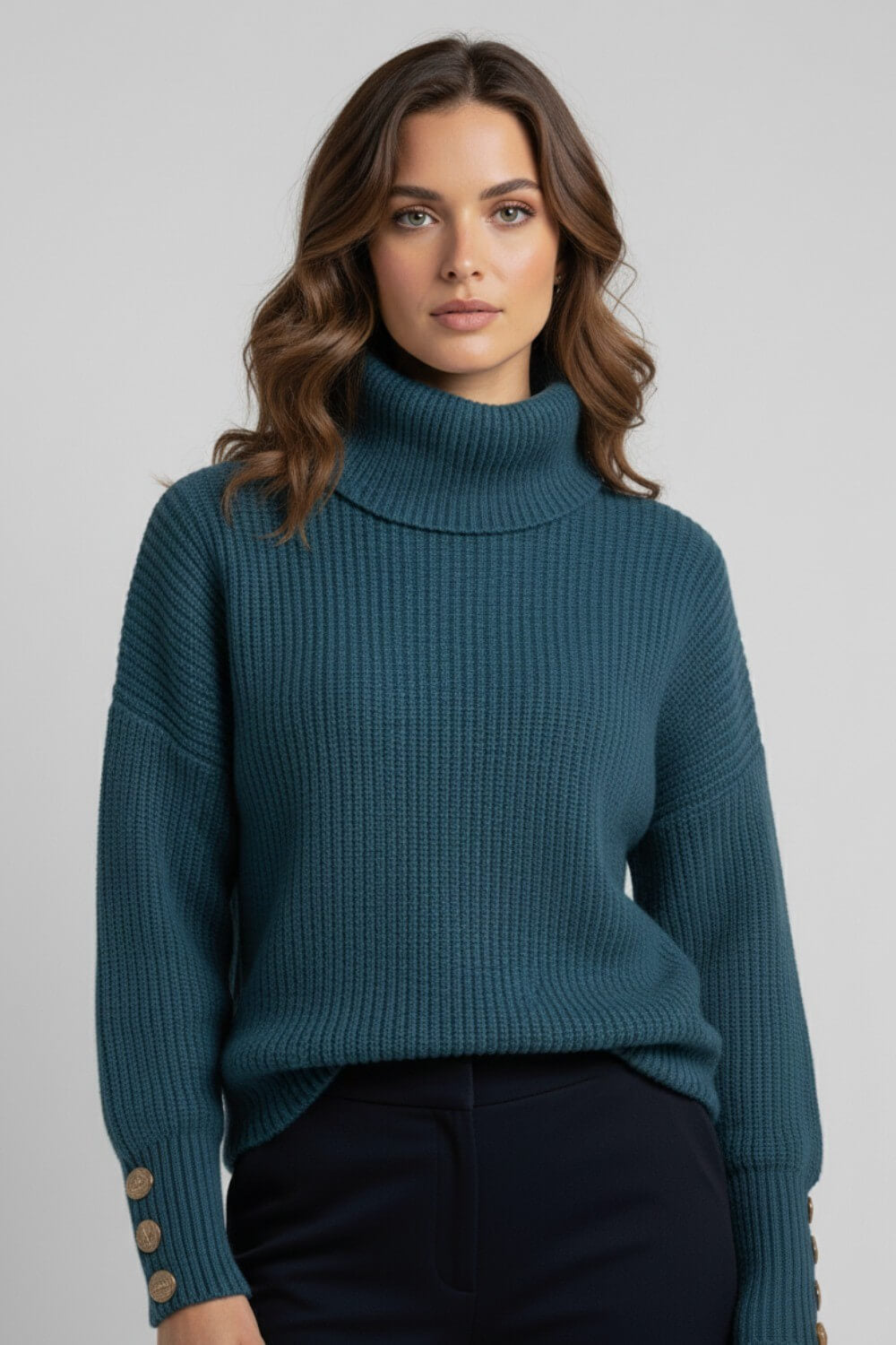 Carly Women's Jumper | High Collar Knit Design, Relaxed Fit 4