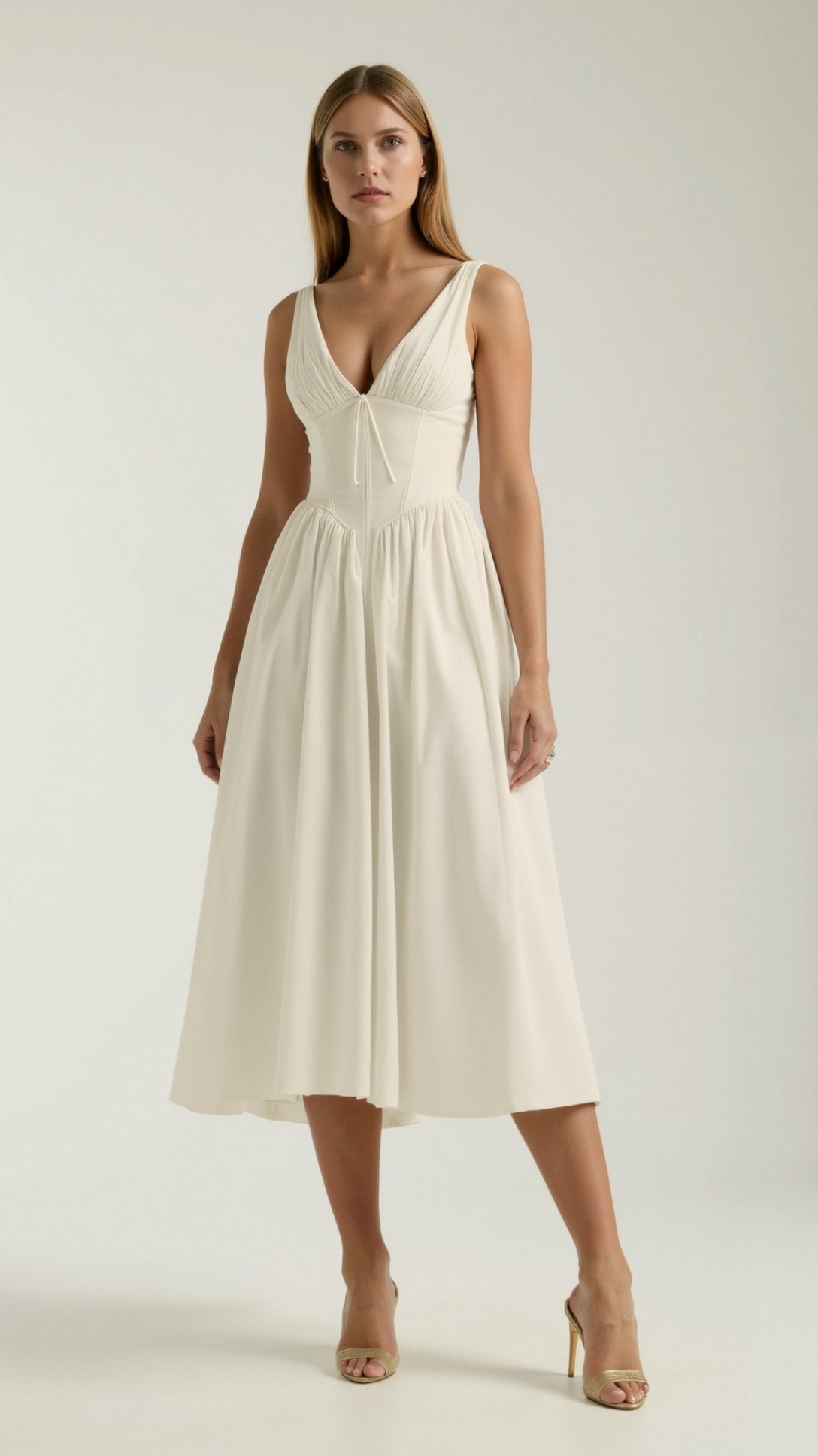 Cassandra Women's Midi Dress | Plunging V-Neck, Elegant Summer Style 6