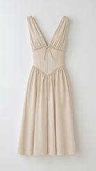 Cassandra Women's Midi Dress | Plunging V-Neck, Elegant Summer Style 8